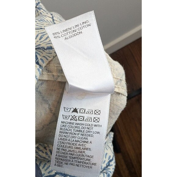 Lucky Brand Blue & White Linen/Cotton Blend Short Sleeve Button Front Shirt - L - Picture 11 of 12